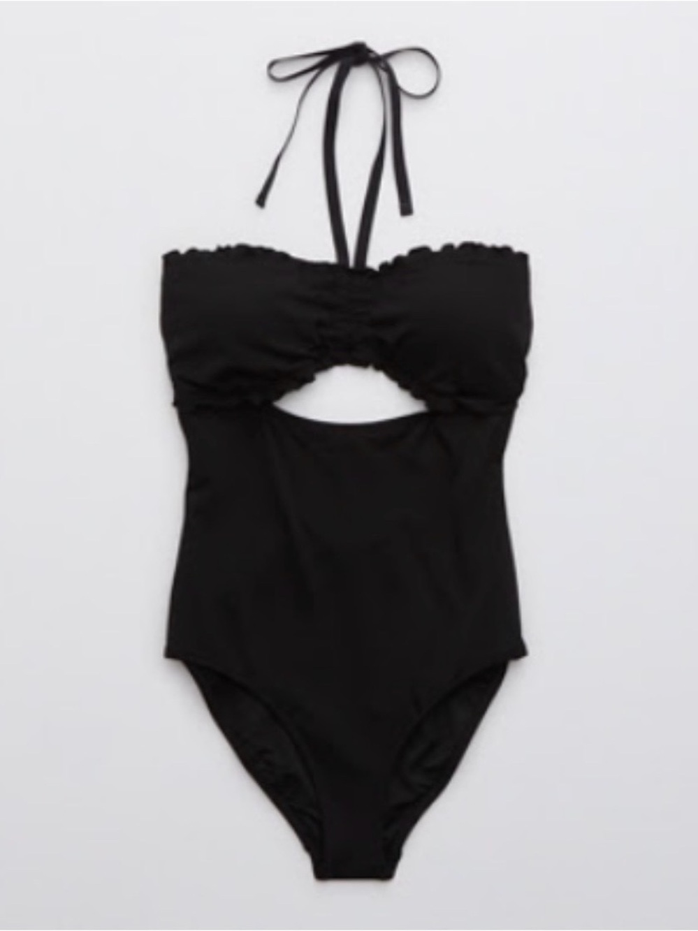 AERIE PIQUE BANDEAU HALTER ONE PIECE SWIMSUIT